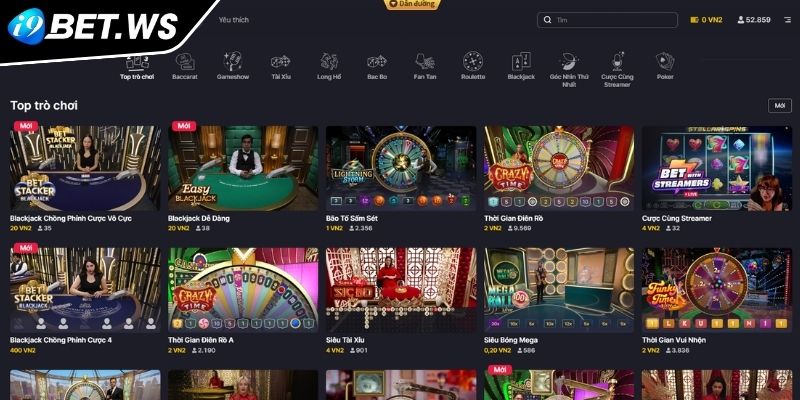 Giao diện EVO Casino I9BET  đẳng cấp